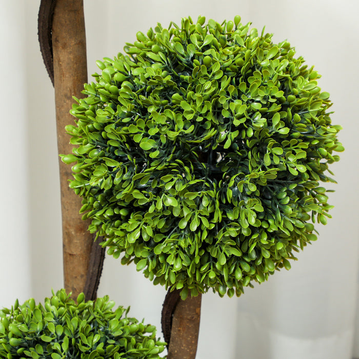 HOMCOM Lot de 2 arbres topiaires triples boules buis artificiels de 3' Vert