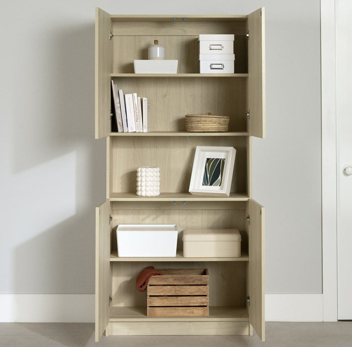 Liora Bibliotheque 4 Portes Et Rangement Ouvert - Chene Blanchi