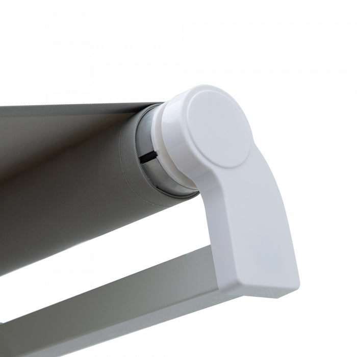 Outsunny 11.8x8.2pi Auvent De Terrasse Retractable Manuel Resistant A L'eau Pare-soleil Exterieur Pont Fenetre Porte Auvent Abri Gris