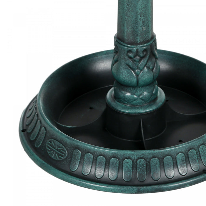 Outsunny Bain d'Oiseaux avec Socle, Bol d'Abreuvoir pour Jardin, Vert Bronze
