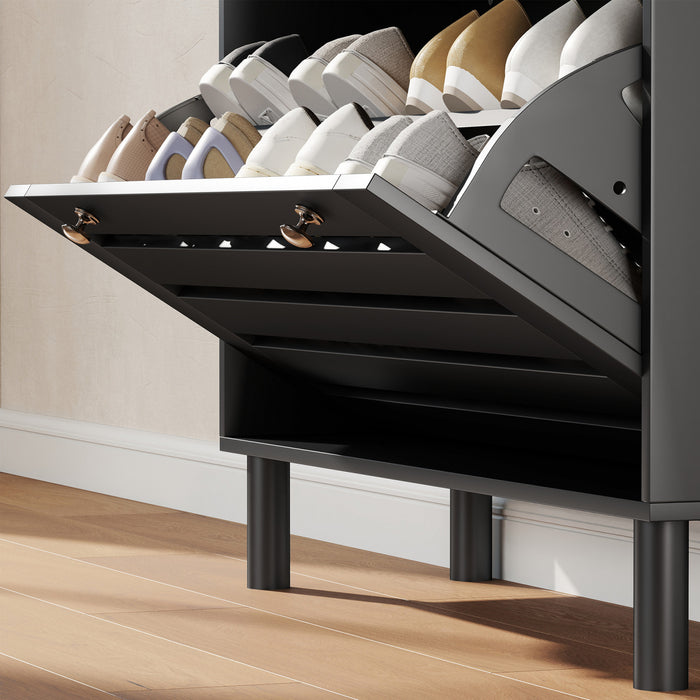 HOMCOM Meuble a Chaussures avec Etageres Reglables, Noir