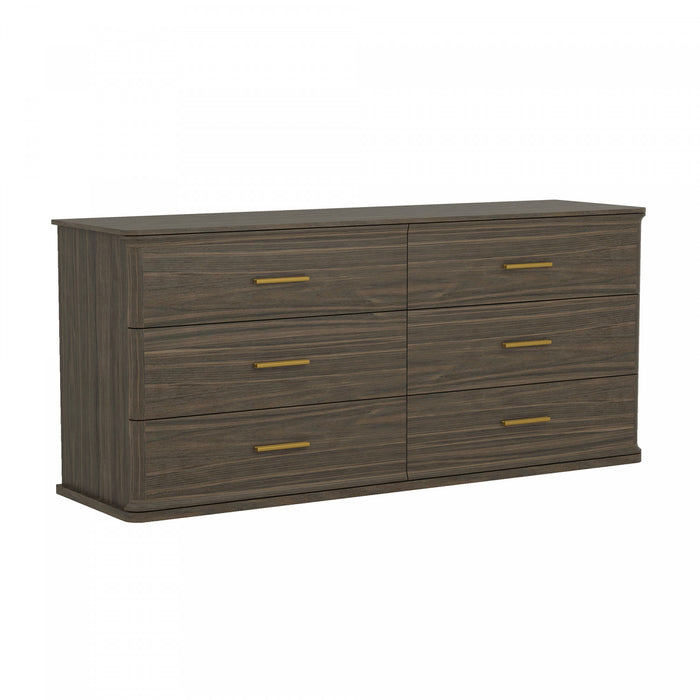 Commode traditionnelle Clifford en noyer (6 tiroirs)