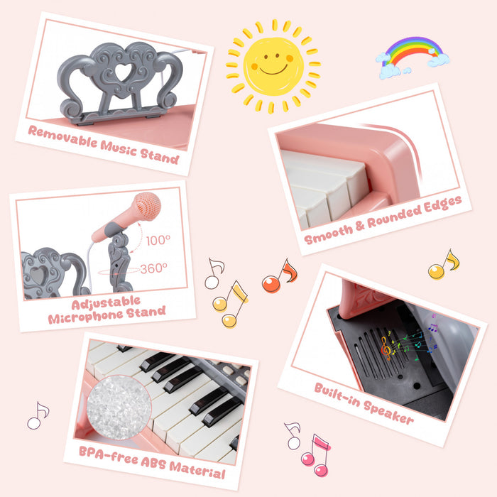 Costway Mini Clavier Piano pour Enfants 25 Touches, Hauteur 13 po, Piano Electrique avec Pupitre et Microphone