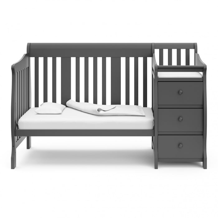 Storkcraft Portofino Lit de bebe convertible 4-en-1 avec table a langer - Gris
