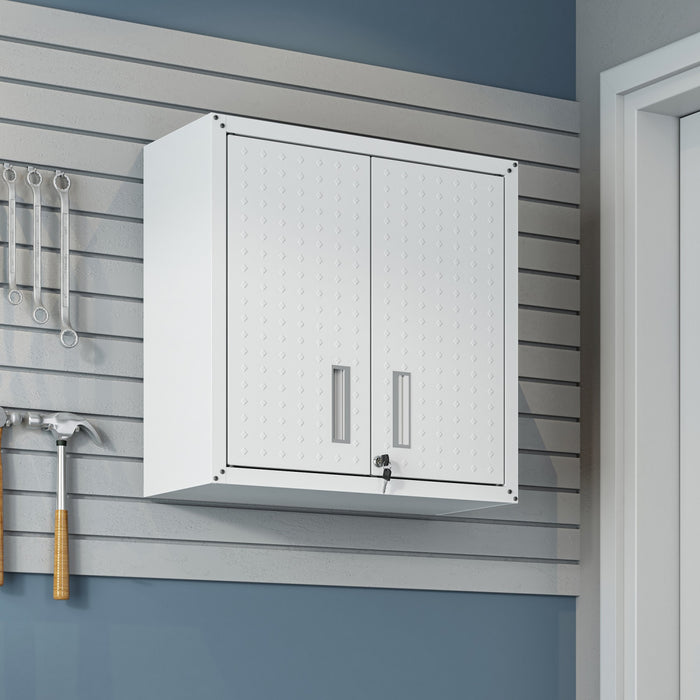 Armoire de garage flottante Fortress Modern 30\" en blanc - Lot de 2