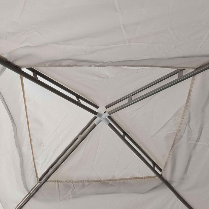 Outsunny Tente 10'x10' Avec Filet En Maille Toit A Deux Niveaux Blanc Creme