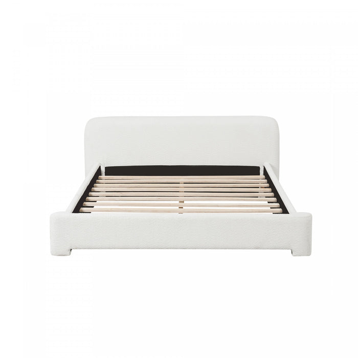 Joyce Lit confortable et elegant avec revetement pour chambre, Taille Queen, Blanc
