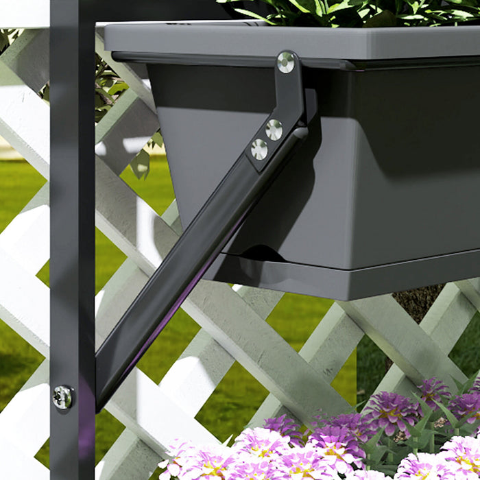 Outsunny Pots de fleurs a 3 niveaux pour plantes d'exterieur, gris fonce