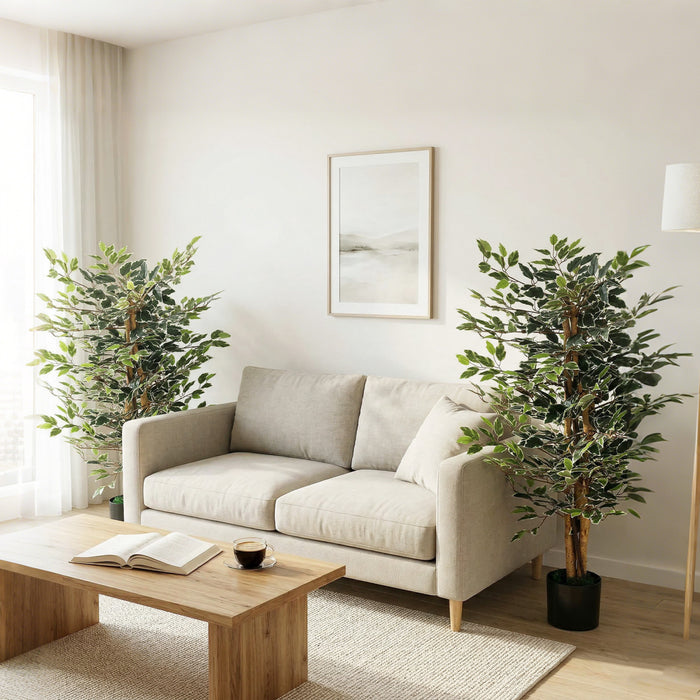 HOMCOM Arbre Artificiel Ficus de 130 cm pour Decoration Interieure