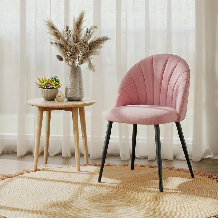 HOMCOM Ensemble de 4 Chaises de Cuisine avec Pieds en Metal, Rose