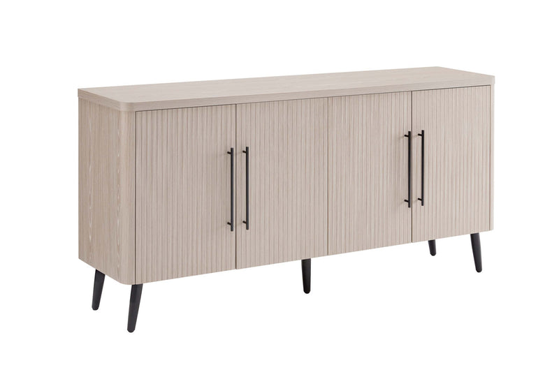 Buffet Jodie style milieu du siecle de 165 cm a rainures, chene blanchi