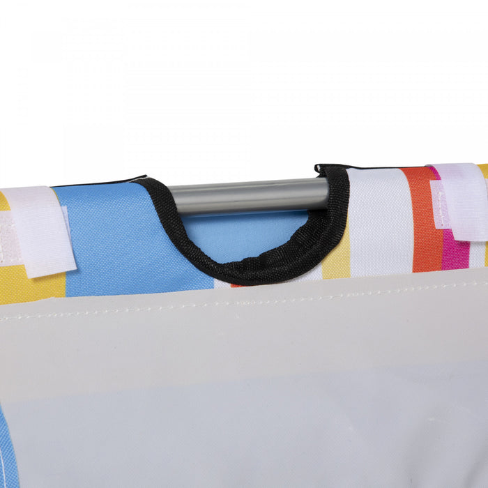 Chaise Longue De Plage Outsunny, Mat De Plage Au Sol, Rayures Colorees