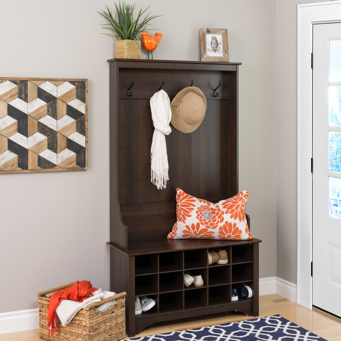 Portemanteau avec rangement pour chaussures - espresso