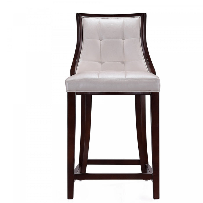 Tabouret de comptoir traditionnel en bois Fifth Avenue avec assise rembourree, blanc perle - Lot de 2