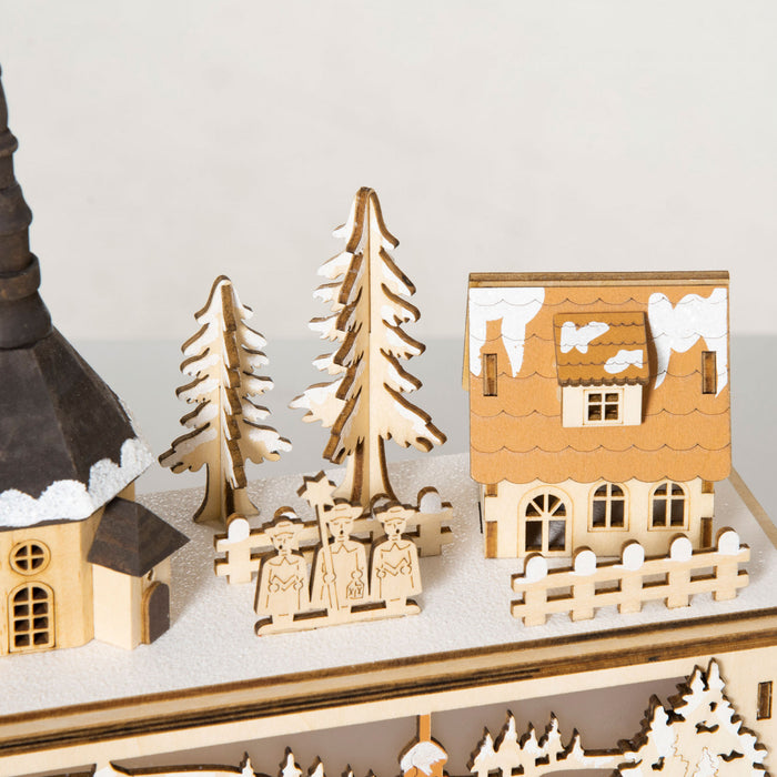 Homcom Maisons De Village De Noel Eclairees Par Led, Moulins A Vent, Eglise