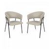 Slate Contemporary Modern Vegan Leather Metal Armchair in Stone Gray - Set of 2 | Fauteuil contemporain moderne en cuir vegetalien avec accoudoirs en metal, coloris gris pierre - Lot de 2