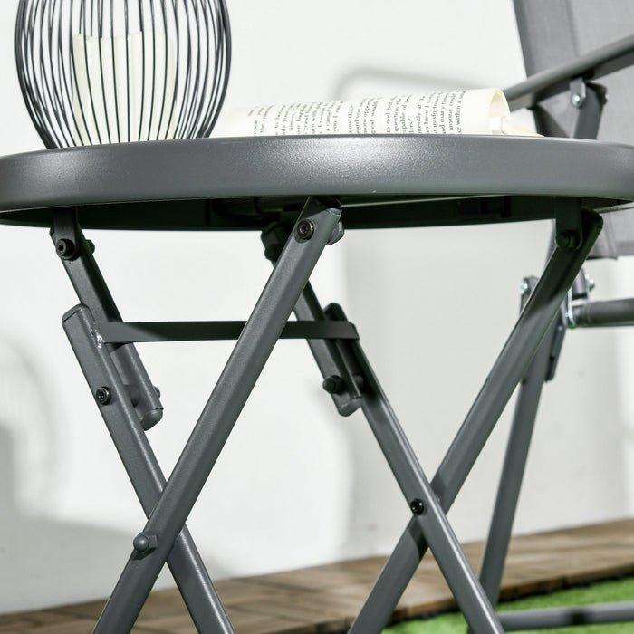 Outsunny Table Pliante D'exterieur Avec Plateau En Verre Trempe, Blanc