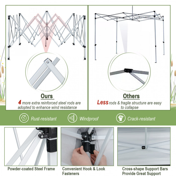 2-tier 10’ X 10’ Pop-up Canopy Tente Gazebo Instantane Sac De Transport Reglable Avec Roue