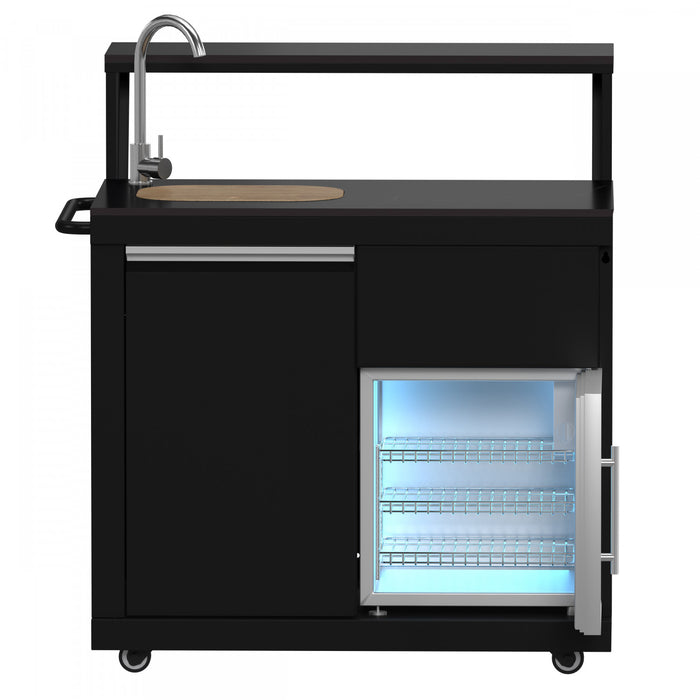 Module barbecue et evier All'Aperto 62 600 BTU avec comptoirs noirs et bar – FODKT2582BLK