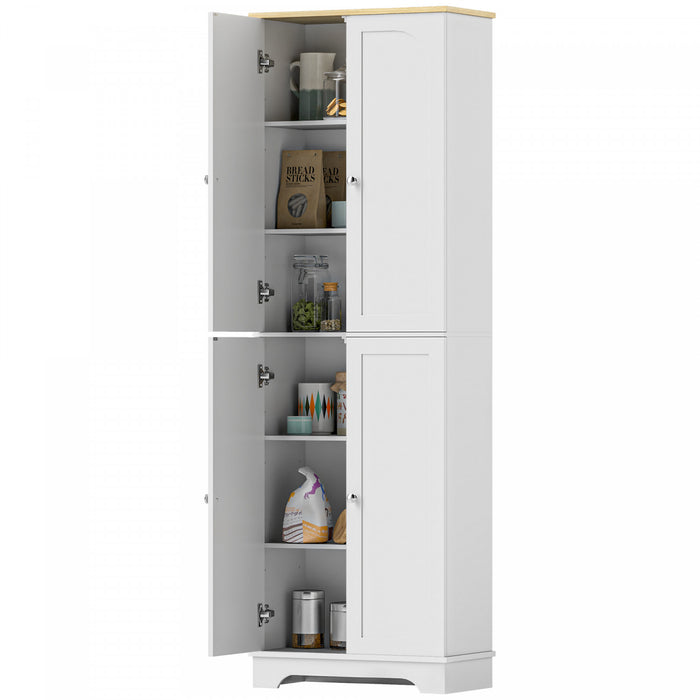 HOMCOM Armoire de garde-manger avec 4 portes, 72 po de haut, blanc