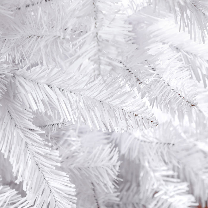 Homcom Arbre De Noel Artificiel De 7pi De Haut Avec Base En Acier, Blanc
