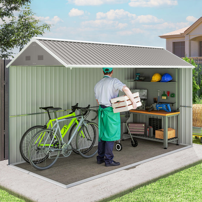 Outsunny Abri de Jardin en Metal 12' x 5,5' avec Porte Verrouillable, Gris