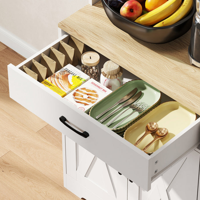 HOMCOM Buffet de Cuisine, 6 Portes, 2 Tiroirs, Meuble de Cuisine Rustique Blanc