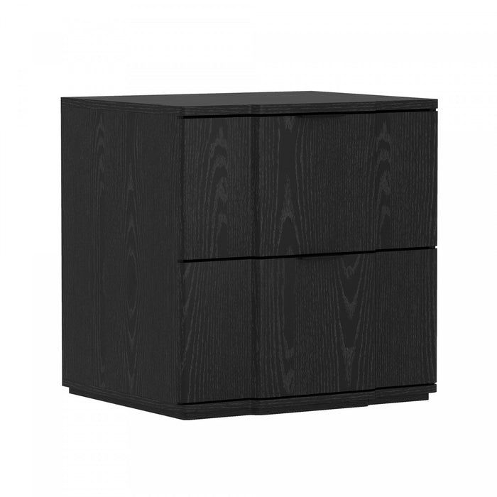 Table de nuit Clive style milieu du siecle 56 cm en noir (2 tiroirs)