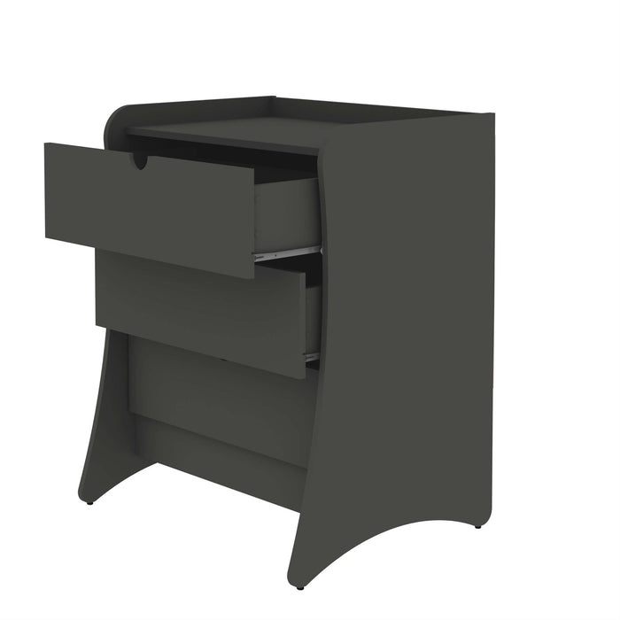 Table de nuit Coney style milieu du siecle 28\" en gris charbon (3 tiroirs)