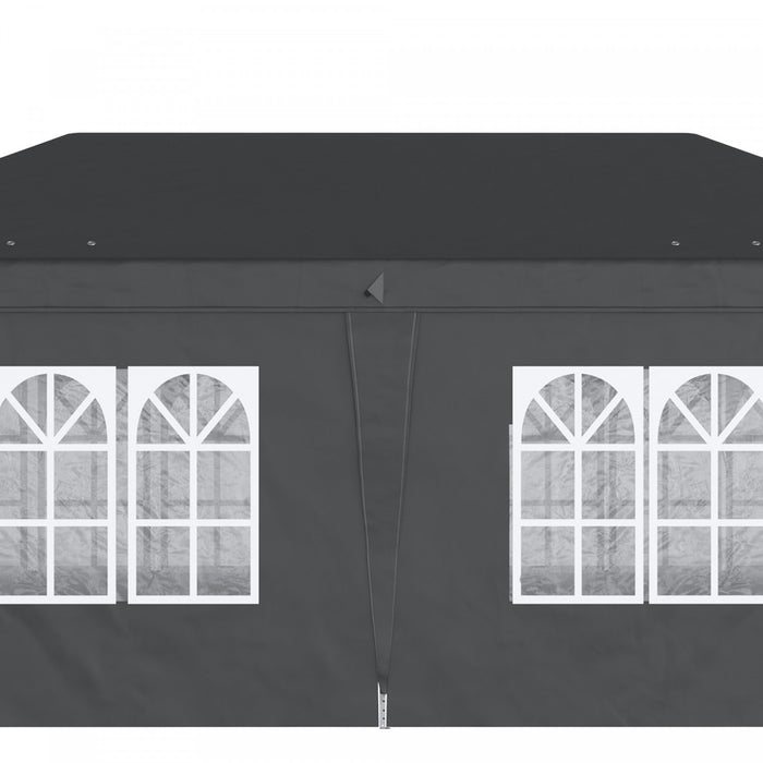 Outsunny 10x20pi Tente Exterieure Facile Pliable Gazebo Tente De Fete Auvent Abri De Jardin Abri, Noir