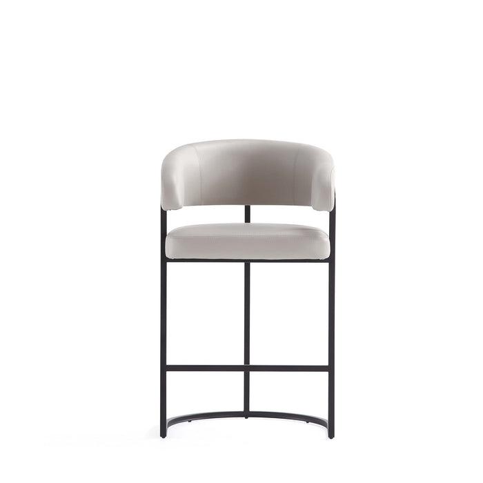Tabouret de comptoir moderne en metal Augusta avec revetement en tissu gris clair - Lot de 2