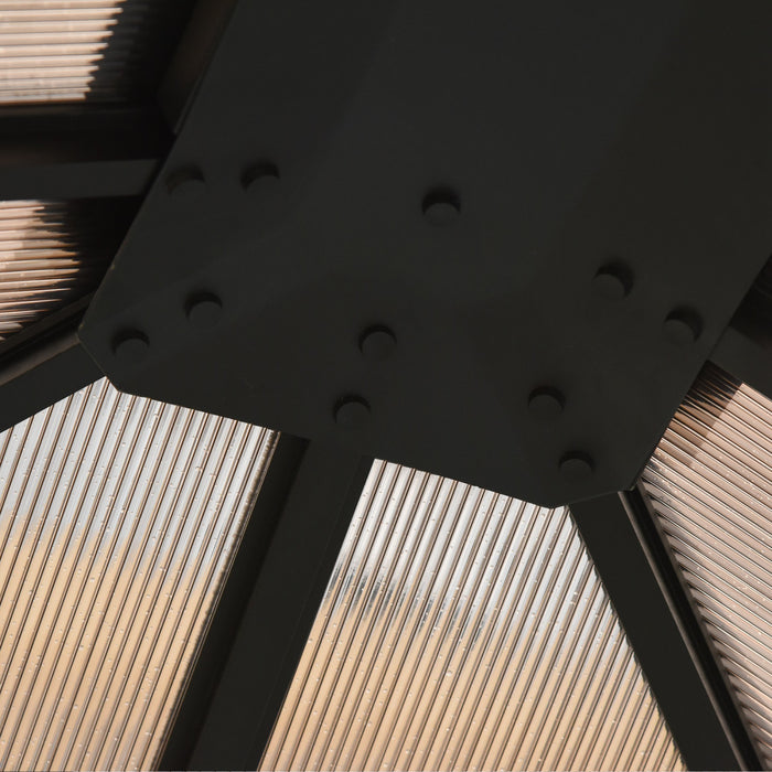 Outsunny 13' X 10' Pavillon De Jardin Tonnelle Gazebo Toit Rigide Auvent Tente De Fete Patio Abri Exterieur Avec Rideaux Et Moustiquaires Gris