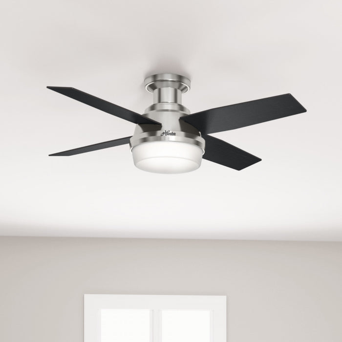Ventilateur de plafond Dempsey à profil bas avec luminaire - Gris