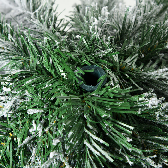 Homcom Sapin De Noel Fin Artificiel De 6 Pi Avec Base En Acier Et Neige