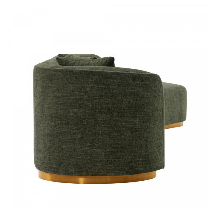 Canape d’angle moderne Daria 132\" en chenille vert olive