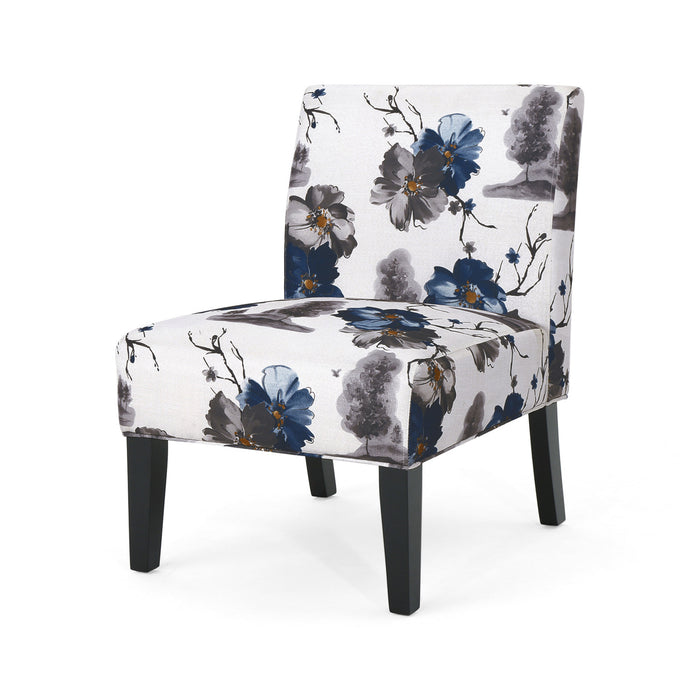 Lot De 2 Fauteuils D’appoint Oliver En Tissu aspect lin Avec Pieds En Bois D’hévéa - Bleu Et Multicolore