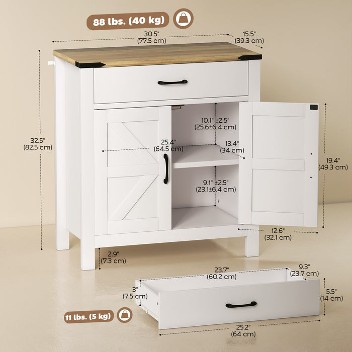 HOMCOM Buffet avec 1 tiroir, 1 armoire de rangement Buffet, Blanc