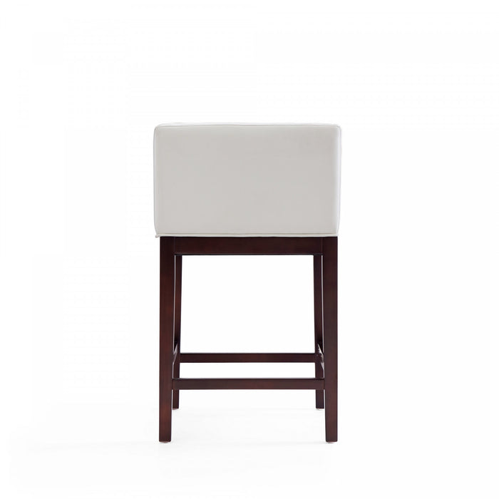 Tabouret de comptoir en bois rembourre ivoire style Mid-Century Modern Kingsley - Lot de 3
