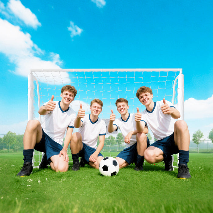 Soozier Filet de but de football 6 pi x 4 pi avec cadre en metal, blanc