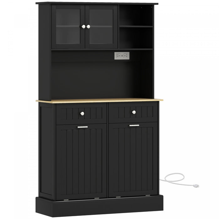 HOMCOM Meuble de rangement avec station de charge, Noir