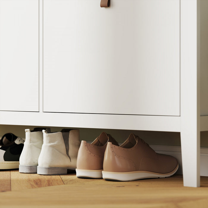 HOMCOM Meuble a Chaussures avec 4 Tiroirs Basculants, Etroit, Blanc