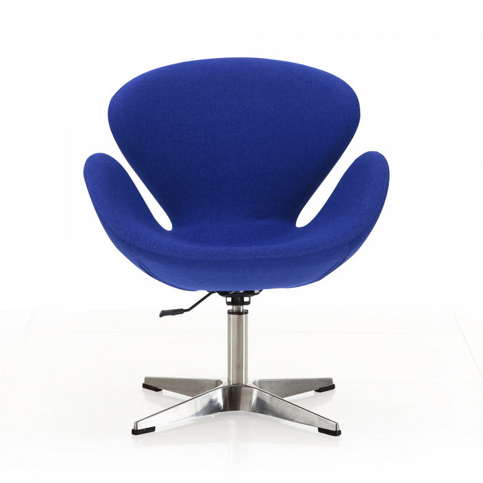 Fauteuil lounge pivotant moderne Raspberry en tissu bleu - Lot de 2