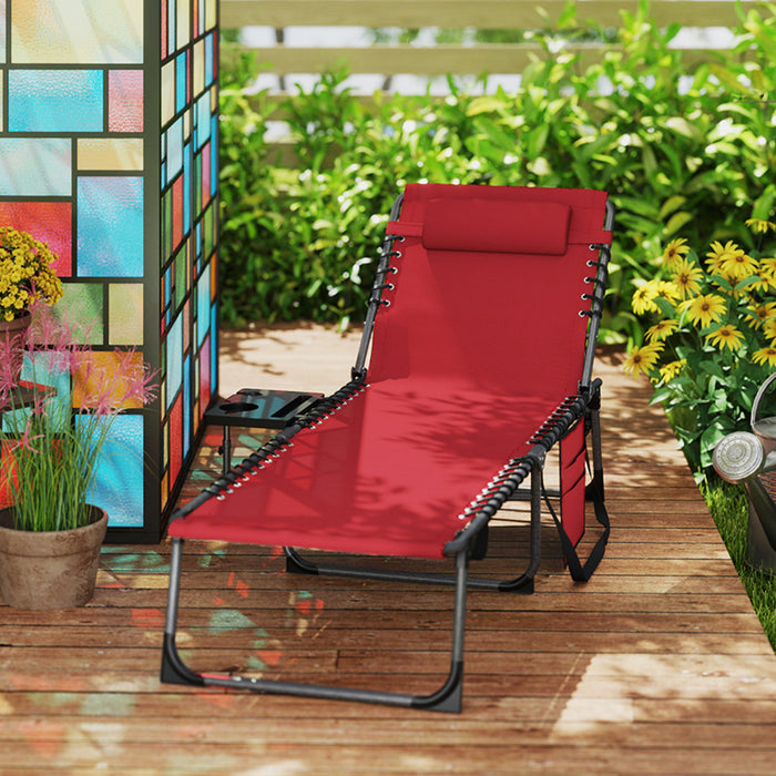 Outsunny Chaise Longue Pliante, Chaise De Bronzage Reglable, Rouge