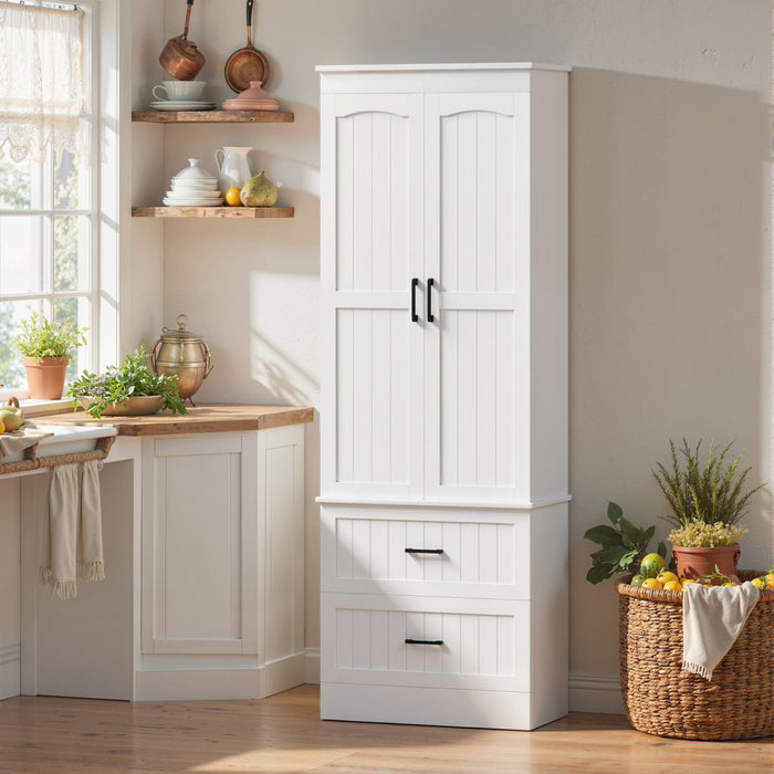 HOMCOM Armoire Haute, 67\" Armoire de Rangement de Cuisine, Blanc