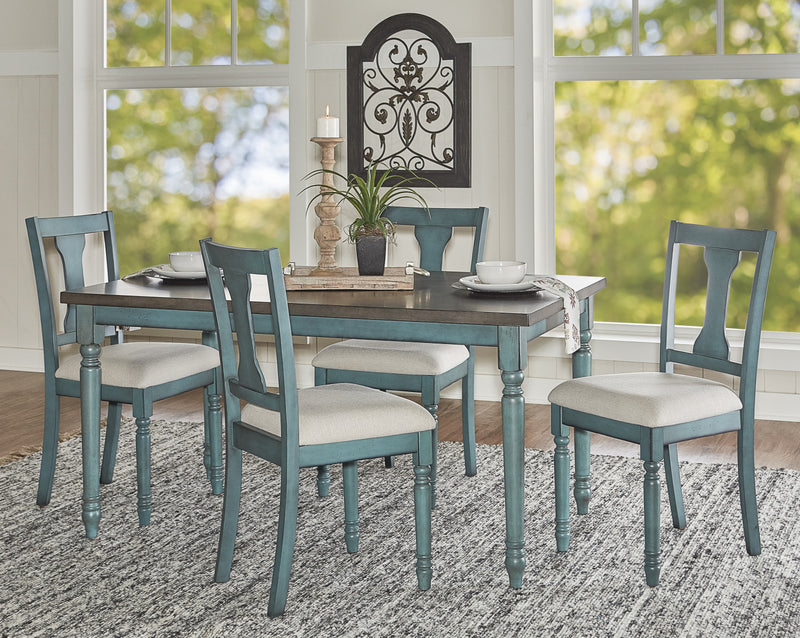 Chaise de salle à manger Willow en tissu bleu sarcelle - ensemble de 2