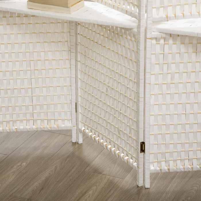 HOMCOM Paravent 6 pi avec 4 panneaux et etageres, separateur mural, blanc