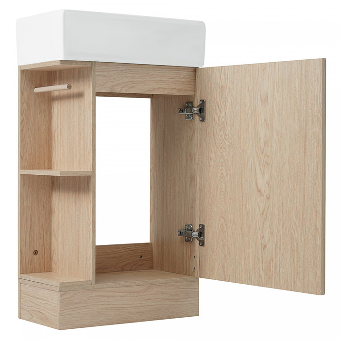 Ethan Meuble-lavabo de 18,6\" avec vasque et etagere reglable, Marron