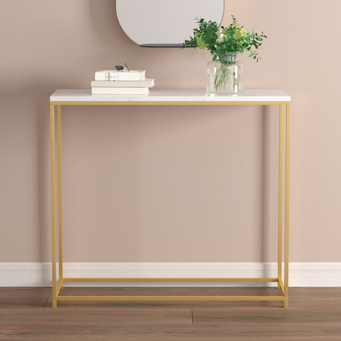 Console moderne de 31 po - marbre avec métal doré