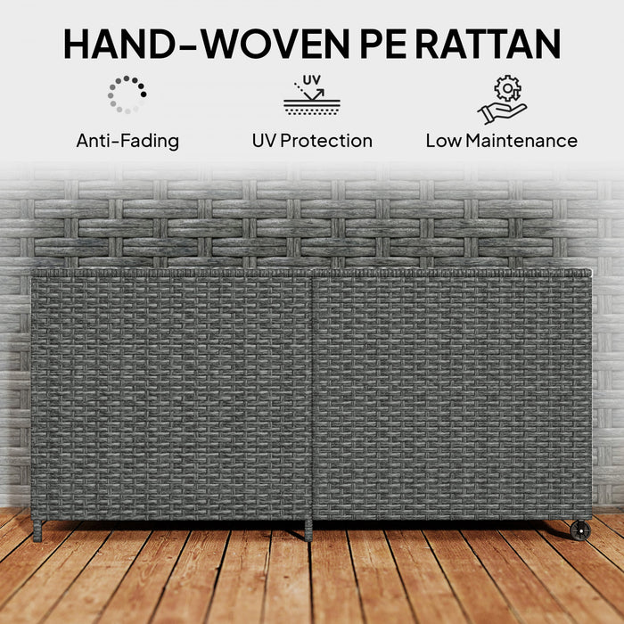 Coffre de rangement en rotin Outsunny 162 gallons avec roues et doublure impermeable