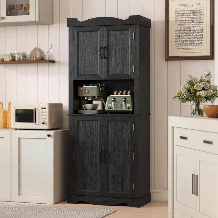 HOMCOM Armoire de cuisine 73\" avec etageres de porte, noir